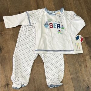 Absorba Baby Outfit - White and Blue